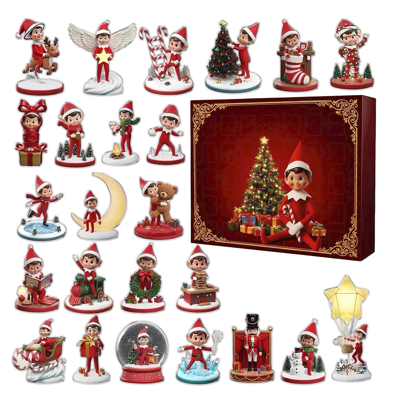 

Advent Calendar – 24-Day Christmas Advent Calendar, Surprise Christmas Countdown Gift, Acrylic Flat Pendant (2D). One Size красный