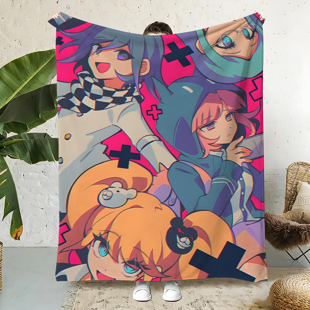 Game D-Danganronpa Throw  Flannel Throw Blanket,Bed Home Office Nap Blanket Travel,Camping,Picnic Blanket Soft Decor 75x90cm