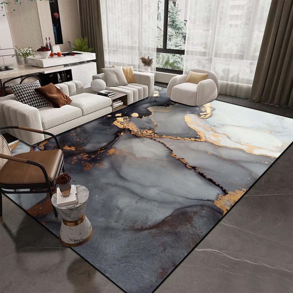 Fashionable Luxury Marble Carpet for Living Room Decoration Home Modern Rugs for Bedroom Non-slip Washable Lounge Floor Mats