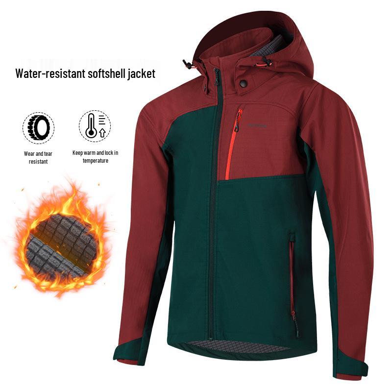 

KUTOOK Men s Waterproof Fleece Softshell Jacket - Windproof, Lightweight, Hooded, for Autumn and Winter Mountaineering. M червоний/іржавий