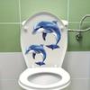 Glow-in-the-Dark Dolphin Toilet Sticker - Self-Adhesive PVC Bathroom Decor, Whimsical Blue and Green Dolphin Design, 7.87x11.81 Inch