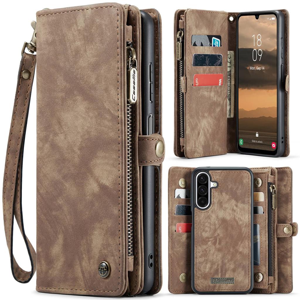 For Samsung Galaxy A17 Magnetic Wallet Case Compatible with Magnetic with RFID Blocking Zipper & Card Holder Strap Detachable