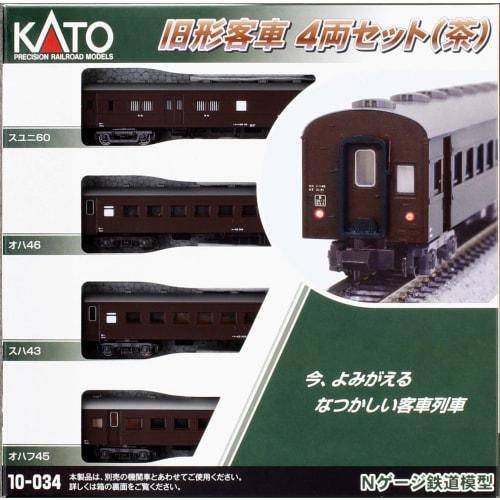 KATO N Gauge Old Passenger Car Set of 4, Brown, 10-034, Unisex Passenger Car