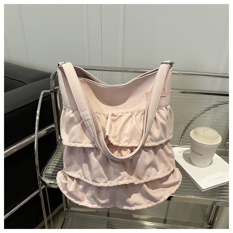 Korean Skirt Ruffle Cloth Bag Women's 2025 New Trendy Fashion Niche Tote Bag Large Capacity Messenger Bag