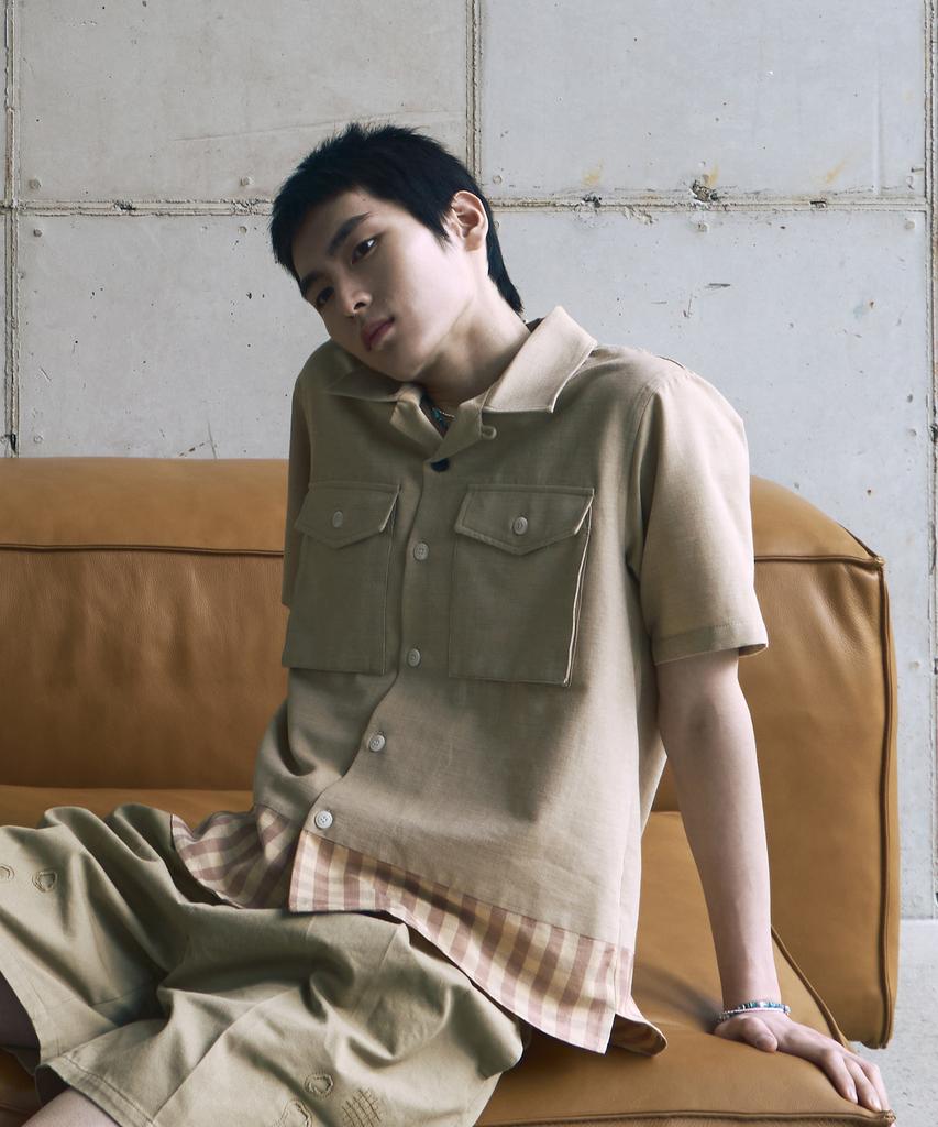 Honguseong Check Panel Shirt_Brown