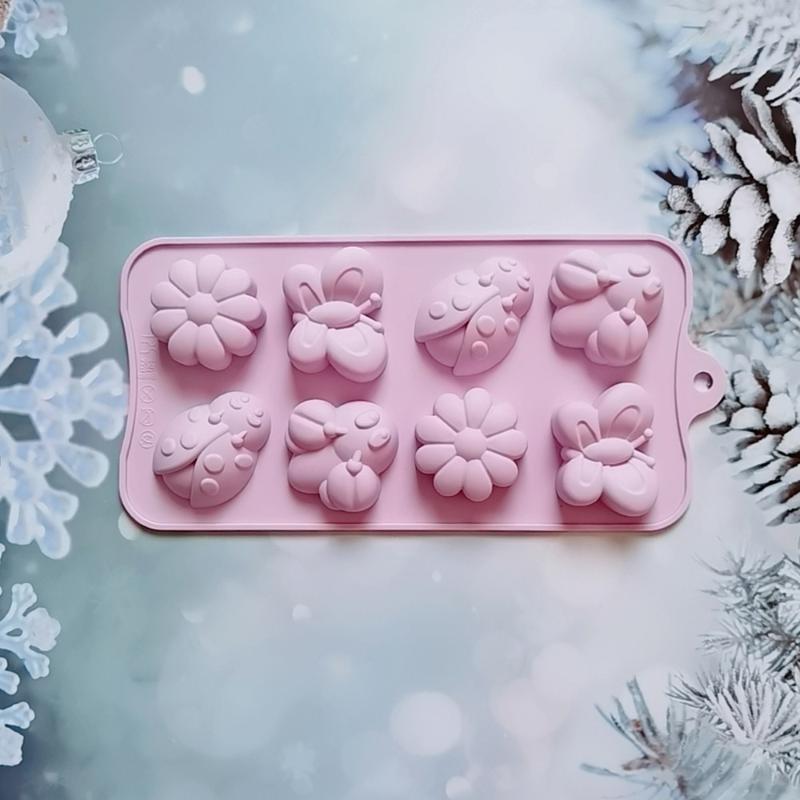 8-teilige kreative Silikon Insekt Schmetterling Schokolade DIY Kuchenform Lebensmittelqualität Silikon Hochtemperaturbeständig