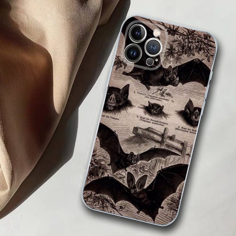 Goth Vampire Bat Phone Case For iPhone 14 13 12 11 Pro Max XS X XR SE 2020 6 7 8 Plus Mini Transparent Shell