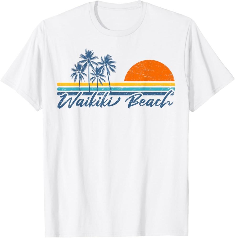 Retro Waikiki Beach Vacation Honolulu Hawaii Tshirt S