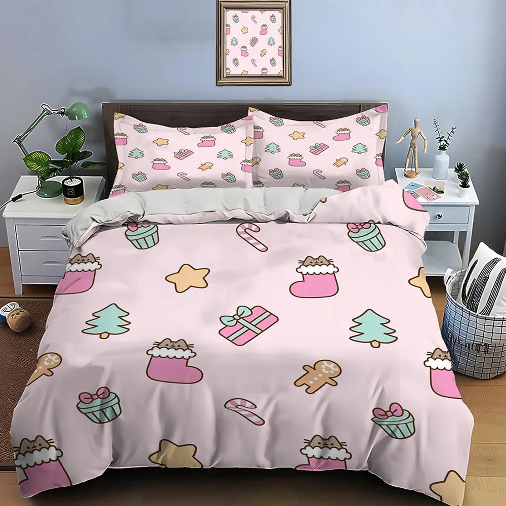 Christmas Print Bedding Set Duvet Cover 1 Duvet Cover 2 Pillowcases Adult and Kids Bedding Set Luxury Holiday Christmas Gifts