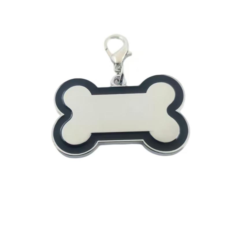 Zinc Alloy Dog Bone ID Tag - Laser Engraved, Anti-lost Military Pendant for Pet Collars 32.5*22.5*1.9 mm чёрный