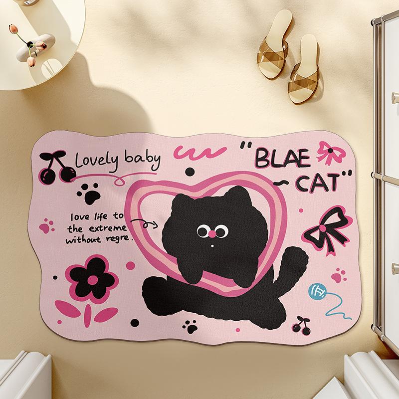 Cartoon Bathroom Floor Mat Diatom Mud Water Absorption Quick-drying Bathroom Door Anti-slip Foot Mat Toilet Toilet Toilet Door Mat