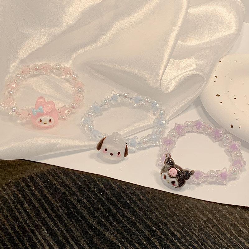 Sanrio Kuromi Cute Anime Cartoon Couple Bracelet Birthday Gift Jewelry Accessories Hair Ring Head Rope Girl Gift