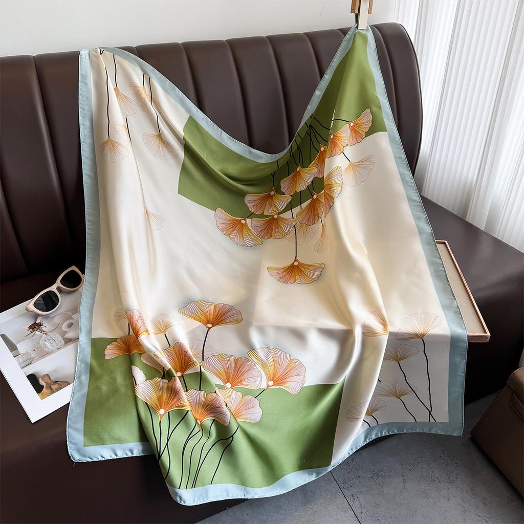New spring/summer simple large square scarf, elegant and versatile printed neck-tie neck scarf, multifunctional sun protection
