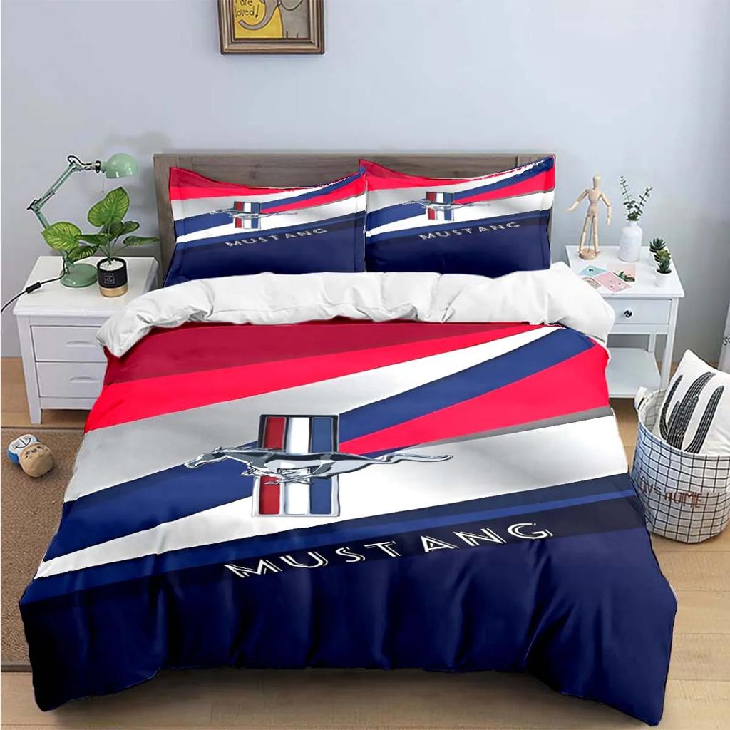 Fashion Exquisite M-Mustang Print Bedding Sets Exquisite Bed Supplies Set Duvet Cover Bed Comforter Set Bedding Set Luxury  Gift