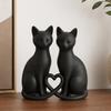 Cat Figurine Decoration 3D Printed Couple Figurine, Minimalist Heart-Shaped Sculpture, Cute Home Decor Romantic Ornaments for Office Non-tip Ornament