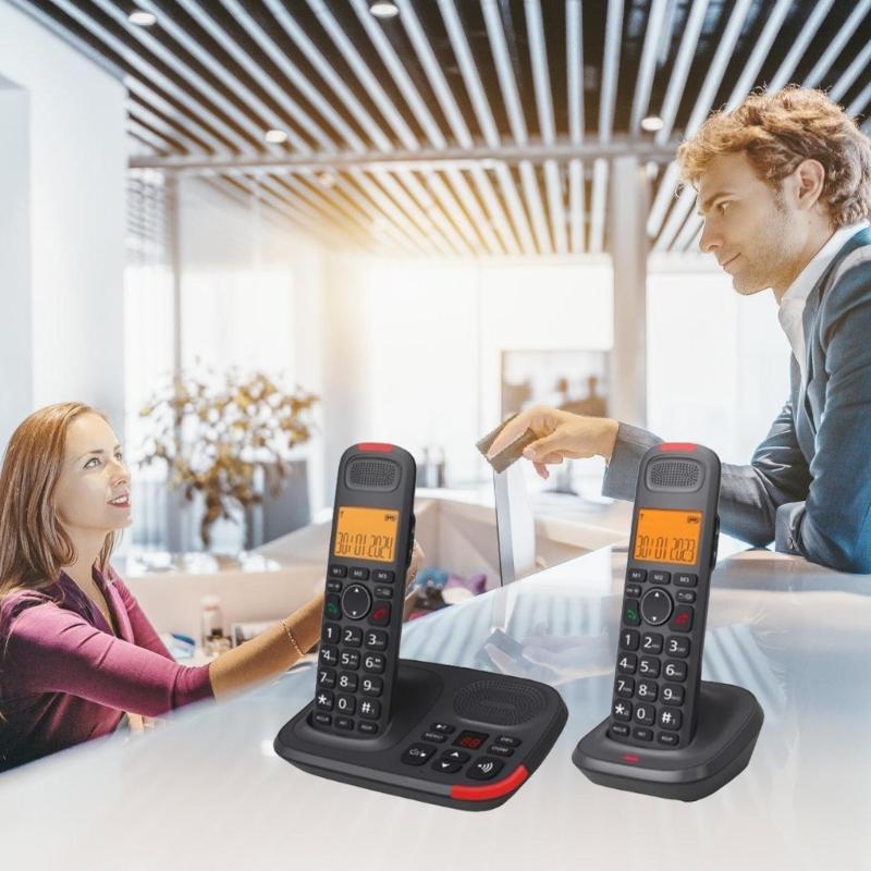DECT Cordless Phone Expandable With 2 Handsets Telephont For Multi Room Communication And Easy Installation