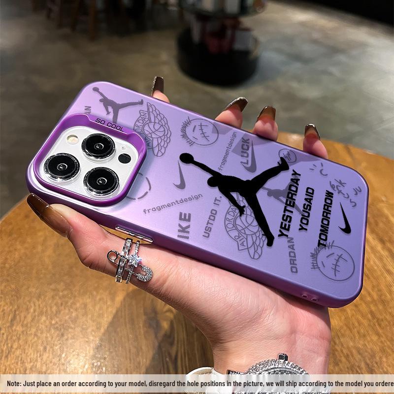 Stříbrný kryt na telefon Dunking Flyer pro iPhone 12 Pro Max až řadu 17, včetně 13/14 Plus a 16