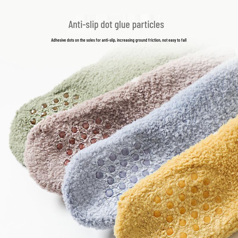 Coral Fleece Thickened Non-Slip Long Tube Baby Floor Socks for Autumn/Winter - Class A Newborn Home Wear.