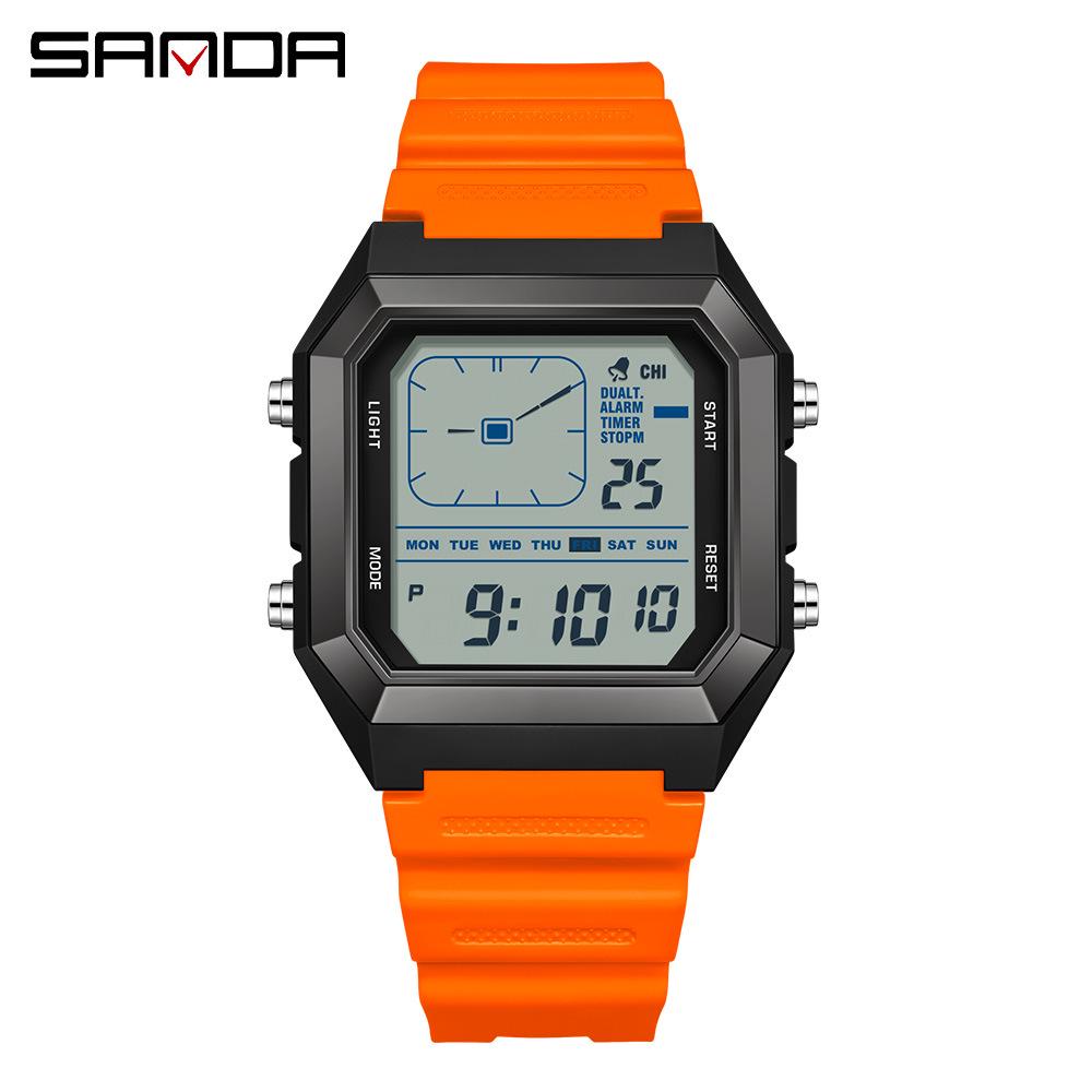Sanda 6307 Quadratische Analoge Wasserdichte Leuchtende Countdown-Uhr