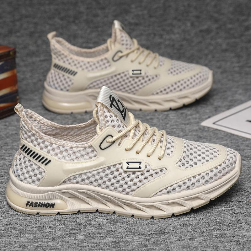 Mesh men's shoes 2025 summer new breathable soft-soled sports shoes hollow hole shoes outdoor men's trend shoes