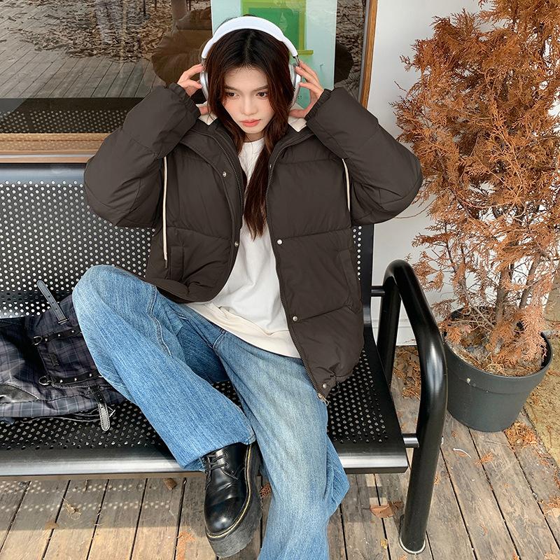 

Новая ветрозащитная легкая утолщенная пушистая теплая холодная свободная короткая куртка из высококачественной ткани в стиле кэжуал для спорта XXL темно-коричневого