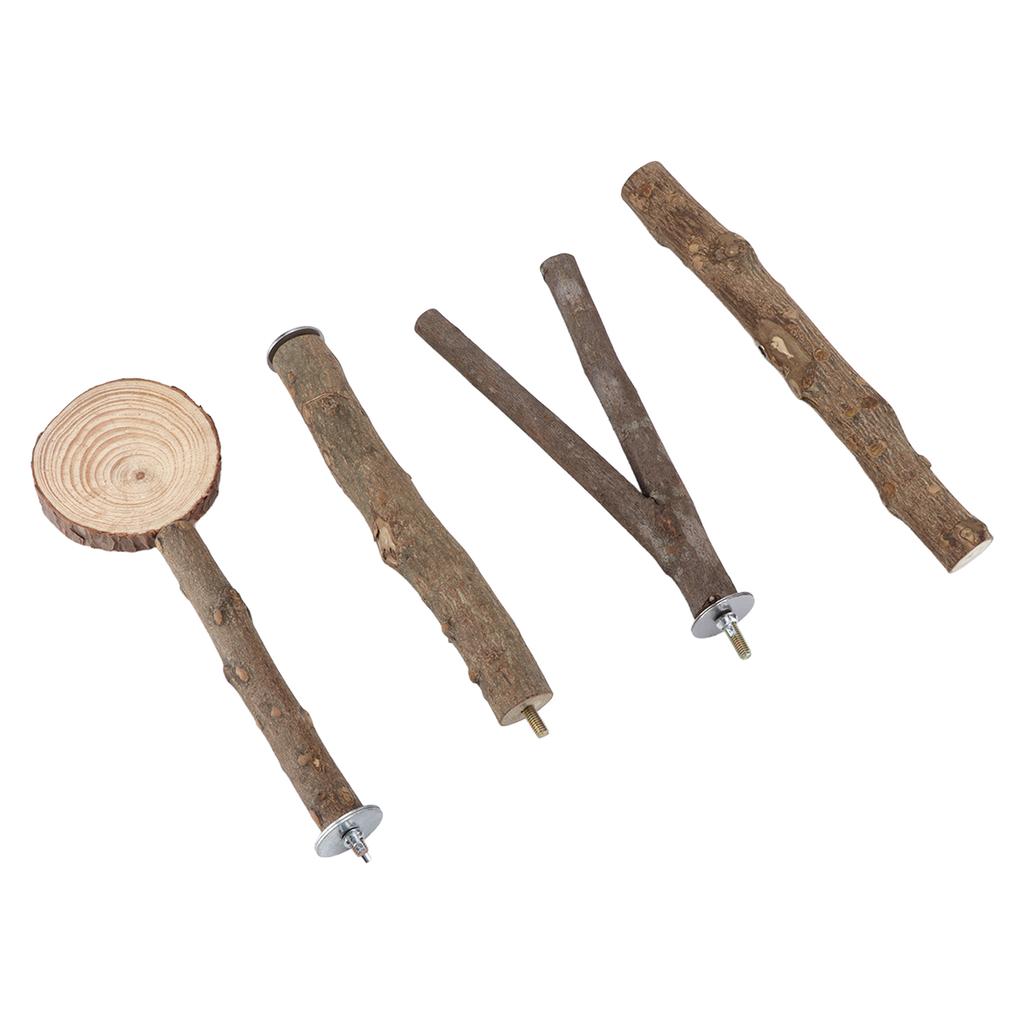 Bird Stand Stick Set Safe Stable Wooden Parrot Stand Stick Platform Set for Birds