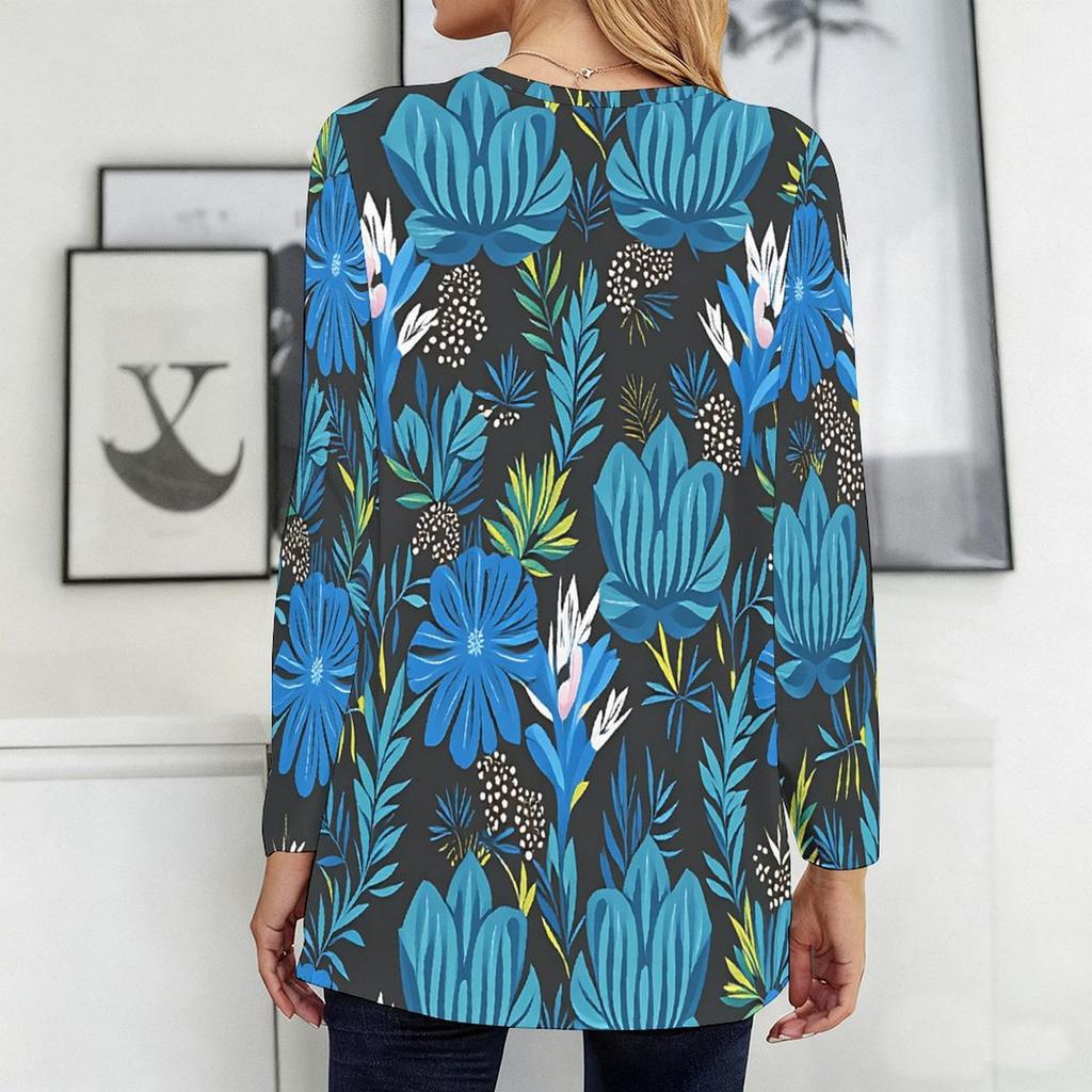 Women V Neck Plus Size Long Sleeve Blouse Soft Loose Tops For Daily Leisure Outfits