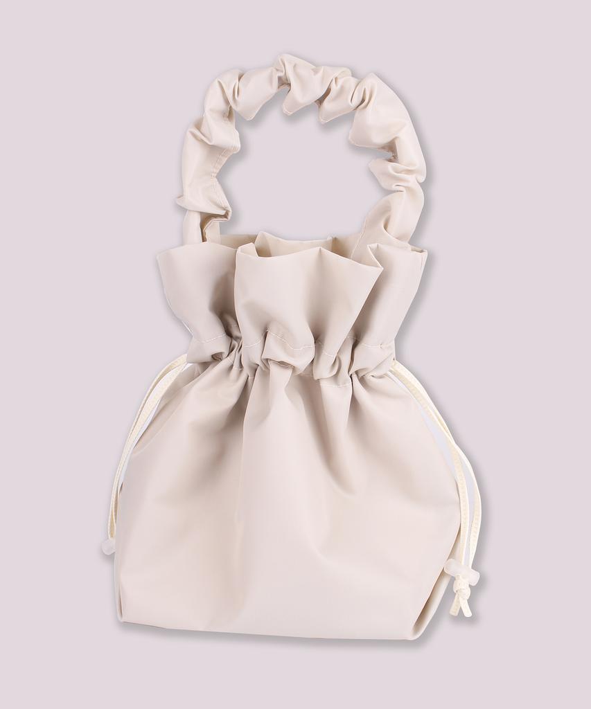 A By A Grey Shirred Nylon Waterproof Bucket Bag