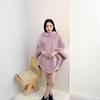 Womens Knitted Cape Shawl With Faux Fur Collar Streetwear Winter Outerwear In Plaid