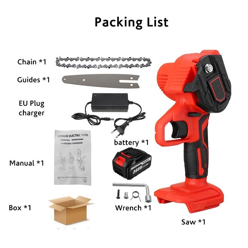 

6-дюймовая мини-электрическая пила для обрезки 3000 Вт, перезаряжаемая, маленькая цепная пила для колки дров, деревообрабатывающий инструмент для сада, фруктового сада, обрезки веток 1*Battery