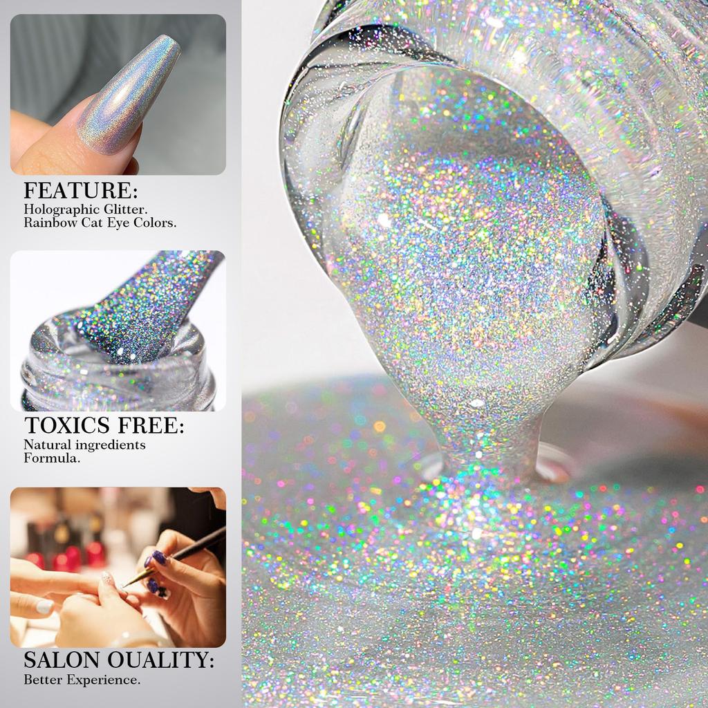 Laser Nail Polish No-bake, Long-lasting, Non-peeling, Quick-drying, Flash Diamond, Nail Polish Sequins