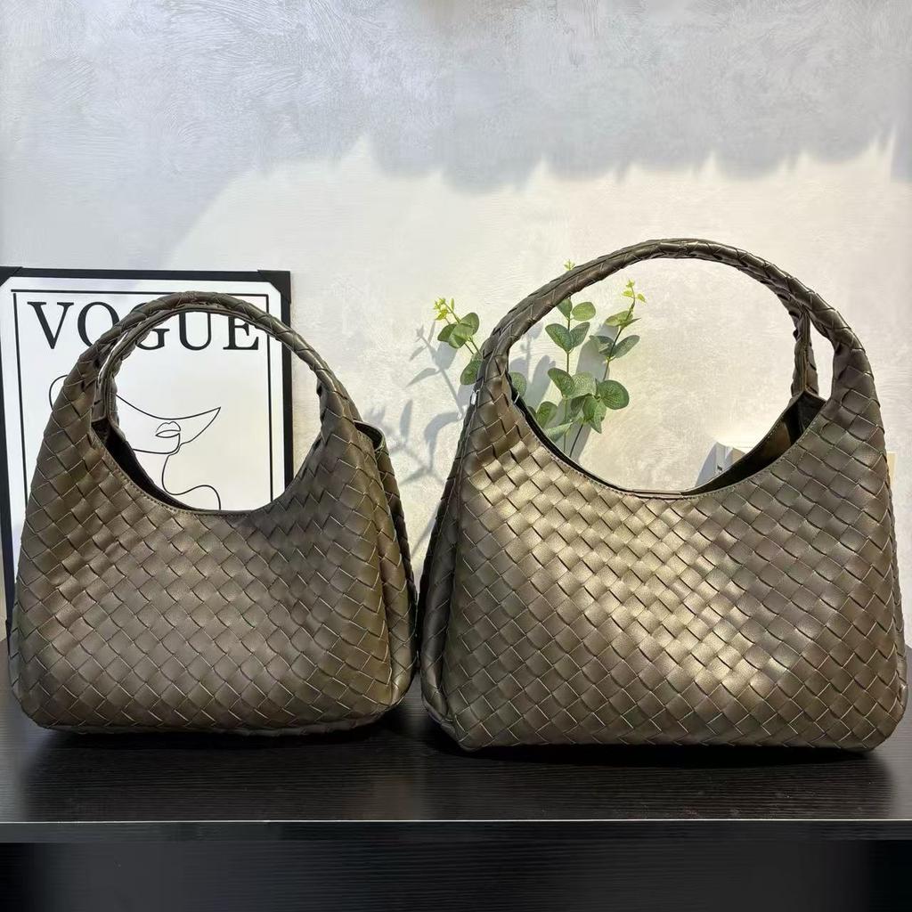 Borsa a tracolla in pelle intrecciata di grande capacità, borsa a spalla, casual, semplice, portatile, borsa a cestino per verdura, borsa da pendolare alla moda per donna