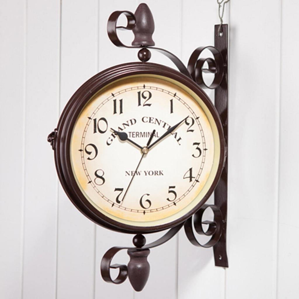 Round Chandelier Clock with Scroll Wall Side Mount Home Decor Wall Clock