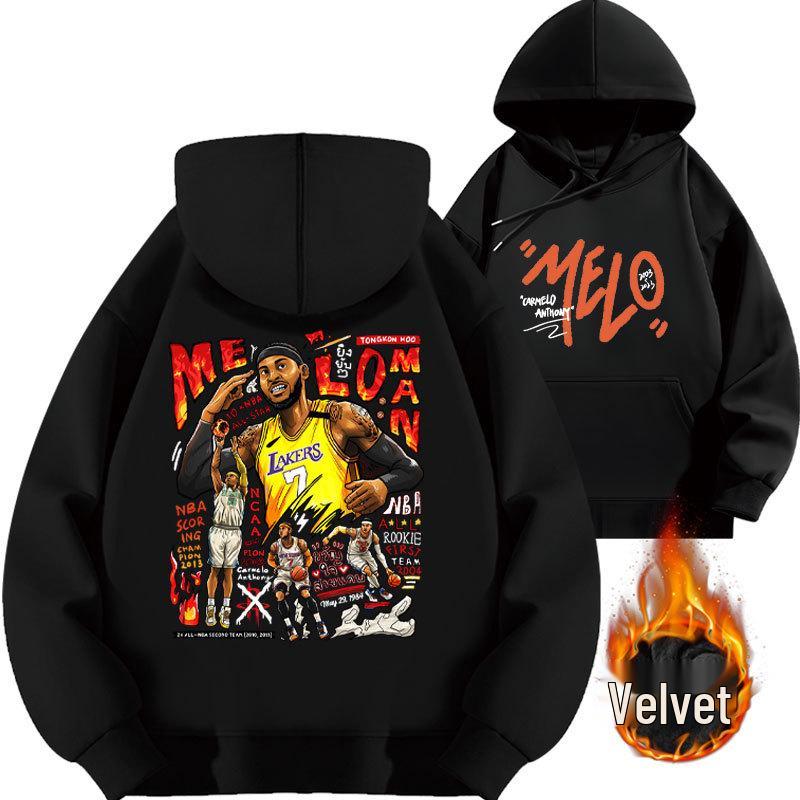 Anthony's 2025 Lakers Hoodie - Basketball Loose Fit, Autumn Plus Velvet, Thickened.