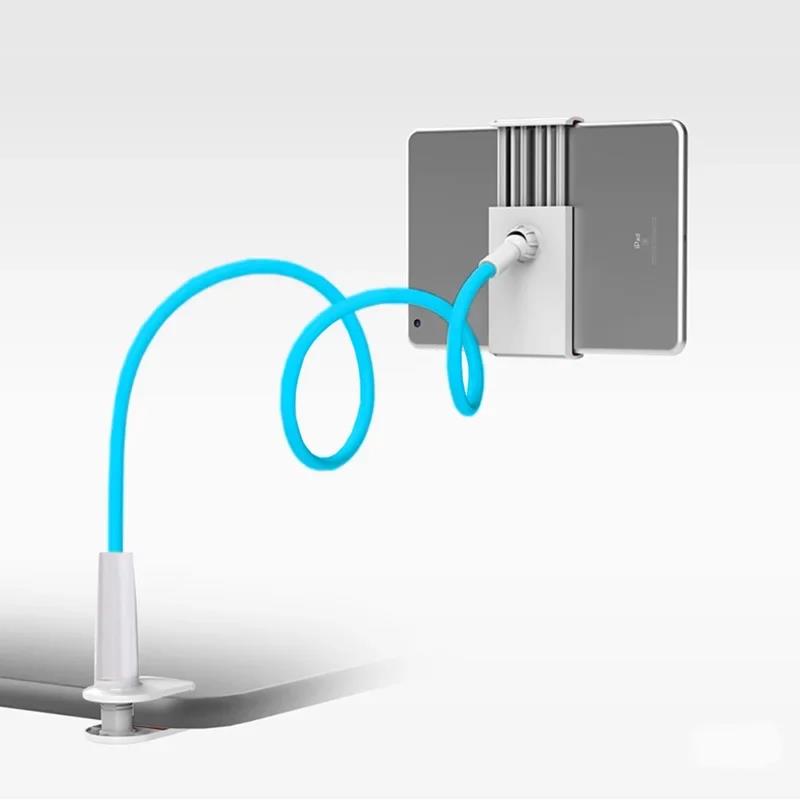 Phone Clip On Stand Holder with Grip Flexible Long Arm Gooseneck Tablet Lazy Bracket Mount Clamp Support 4-11 In for IPad IPhone