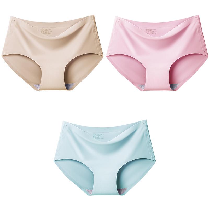

Бесшовные трусики из ледяного шелка для женщин, 3 шт./компл., удобные интимные трусы большого размера, со средней талией, M-XXL, несколько вариантов цвета, нижнее белье XL&3pcs