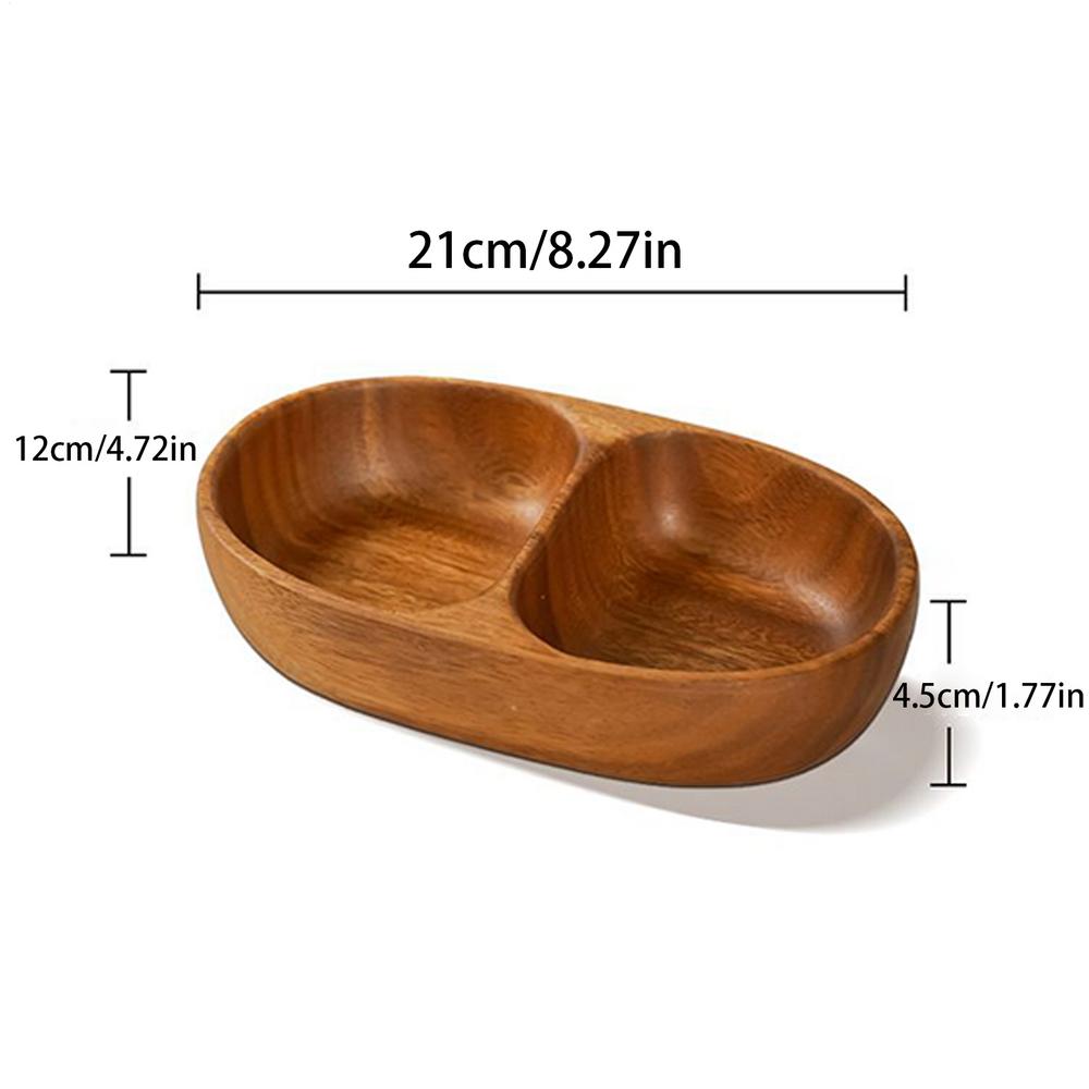 

Kids Snack Bowls Small Cereal Bowls Food Containers Double Compartments Wooden Food Dish for Countertop Kitchen Party Adults