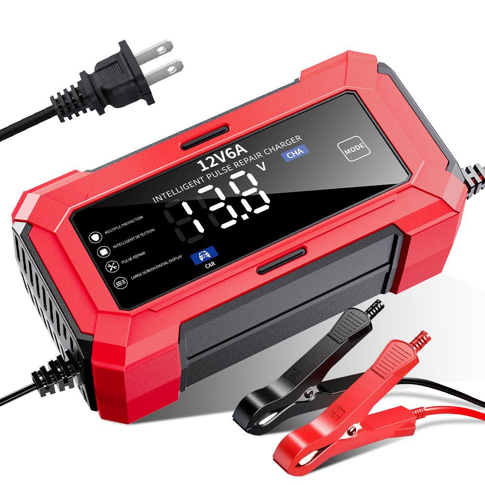 12V6A Car Battery Charger Motorcycle Battery Charger Smart Automatic Battery Charger