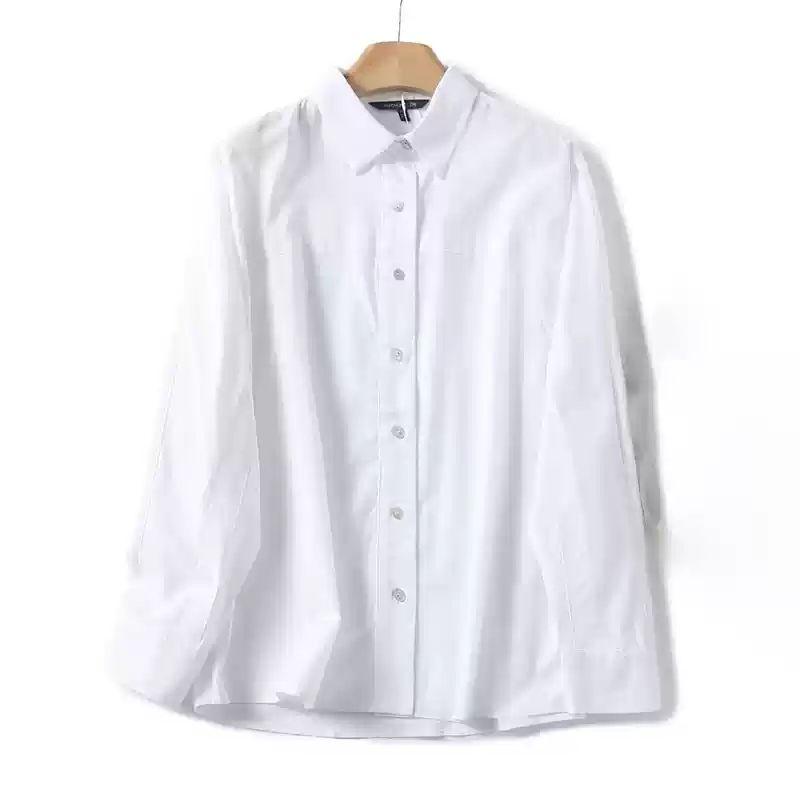 MD Women's Clothing French Style Temperament Commute Leisure Style Elegance Tops Lapel Long Linen Sleeves Shirt 05153948400