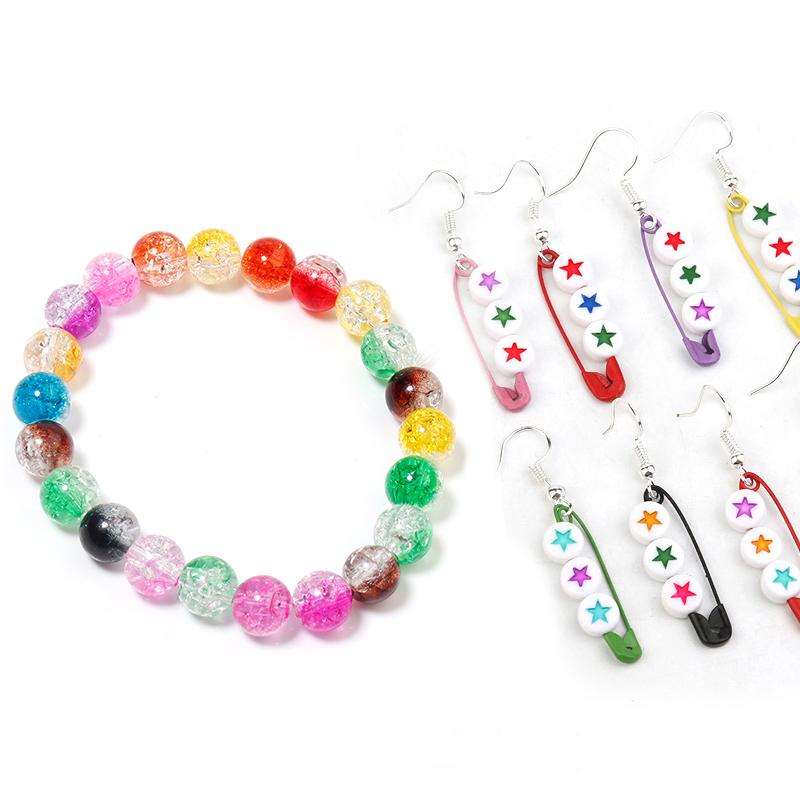 50pcs 8/10/12mm Cracked Crystal Acrylic Beads Colorful Round Loose Spacer Bead For Jewelry Making DIY Bracelet Necklace Findings
