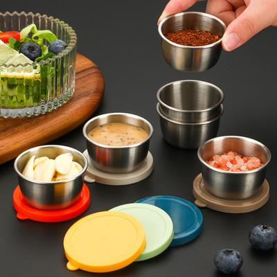 Kolay Açılır Renkli Kapaklı 6 Adet Sos Kabı Sızdırmaz 40ml Salata Sosu Kapları Paslanmaz Çelik Atıştırmalık Kapları