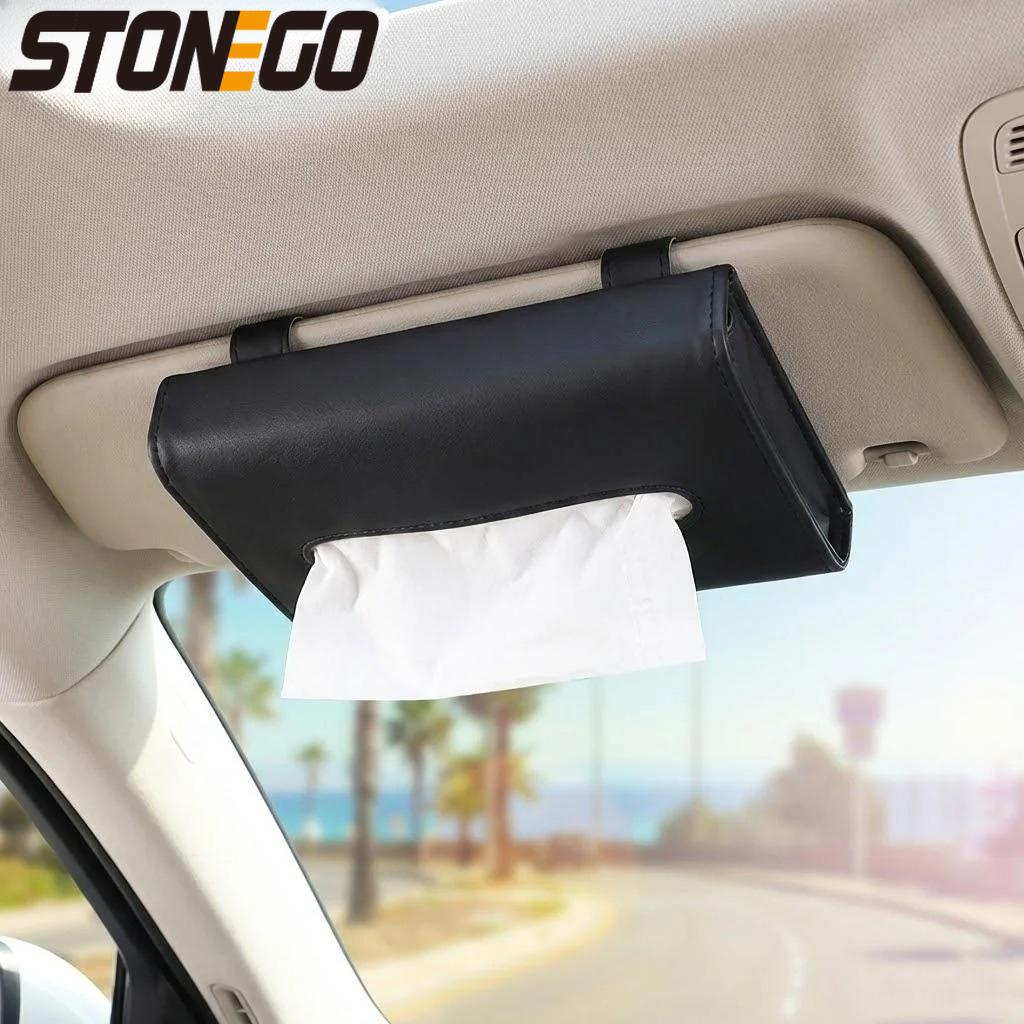 PU Leather Car Tissue Box Holder Visor Napkin Case Backseat Door Hanging Towel Paper Facial Tissues Organizer for Vehicle