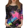 Women's Fashion Casual Seven Sleeve Printed Round Neck T-Shirt Top