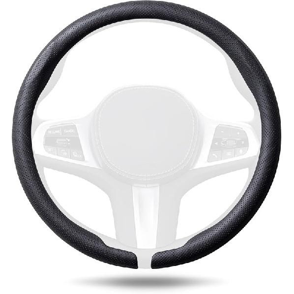 Aimato Nappa Leather Steering Wheel Cover, Ultra-Thin Car Steering Wheel Cover,Comfortable & Breathable Microfiber,Universal Fit For Most Cars,Pink