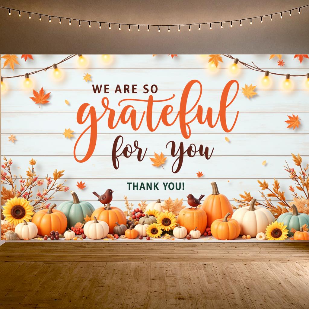 Colorful Pumpkins Harvest Festival Banner Thanksgiving Banner Seasonal Decor for Holiday Party Autumn Festival Indoor Decoration
