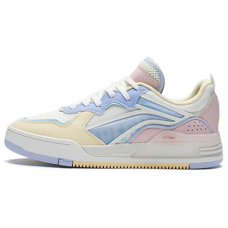 New LiNing Wave Non slip Lightweight Low Top Skateboard Shoes Women's White Pink Yellow AGCS030-2