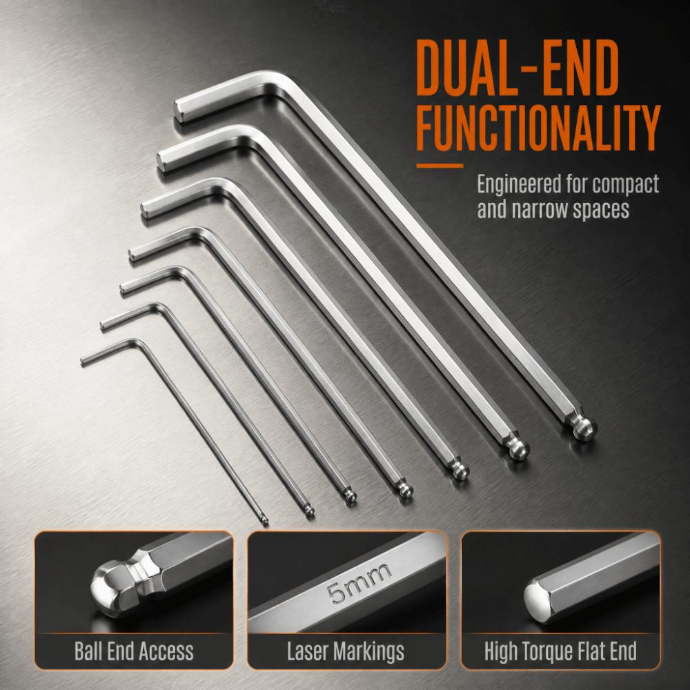 7pcs Extended Length Ball End Hex Key Hand Tool L-Wrench Set Professional Hex Wrench  DIY Projects