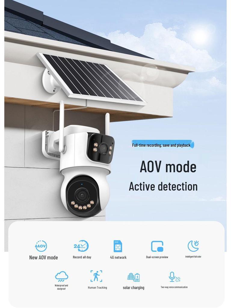 ICSee Dual-Lens PTZ WiFi Solar Camera: 10X Zoom, Low Power, Cross-Border Monitoring