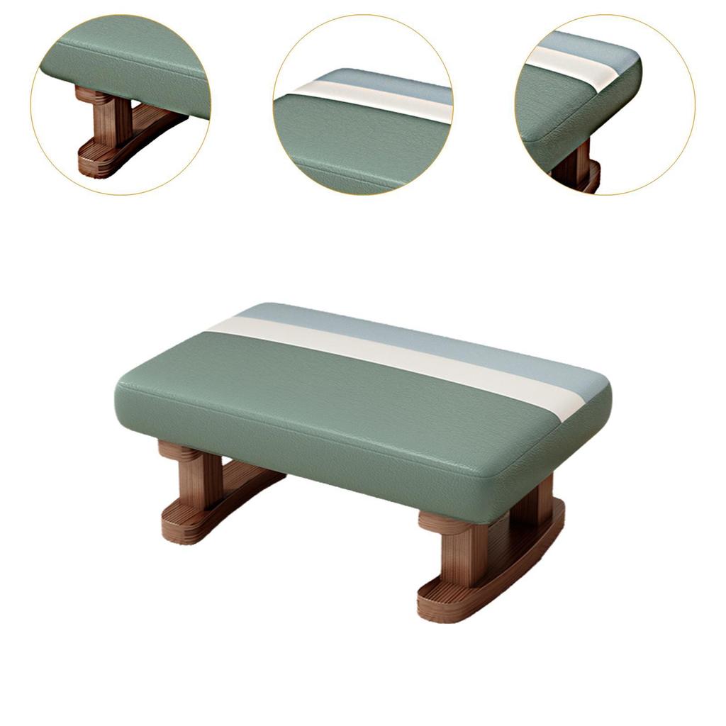 Rectangle Footrest with Wooden Legs, Padded Foot Stool, Small Ottoman for Bedroom