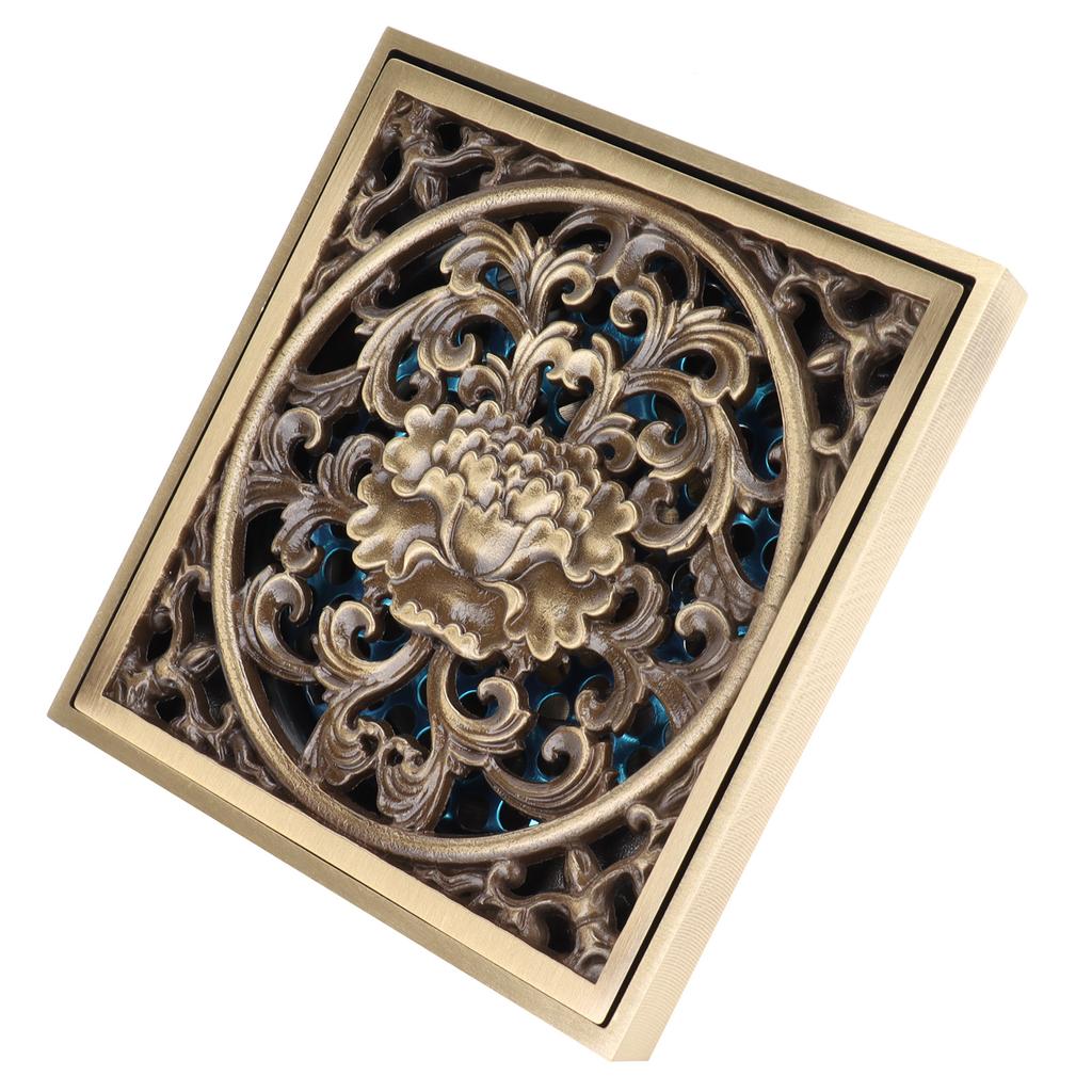 10x10cm Floor Drain Antique Copper Anti Odor Bathroom Floor Drainer AntiClogging for Hotel